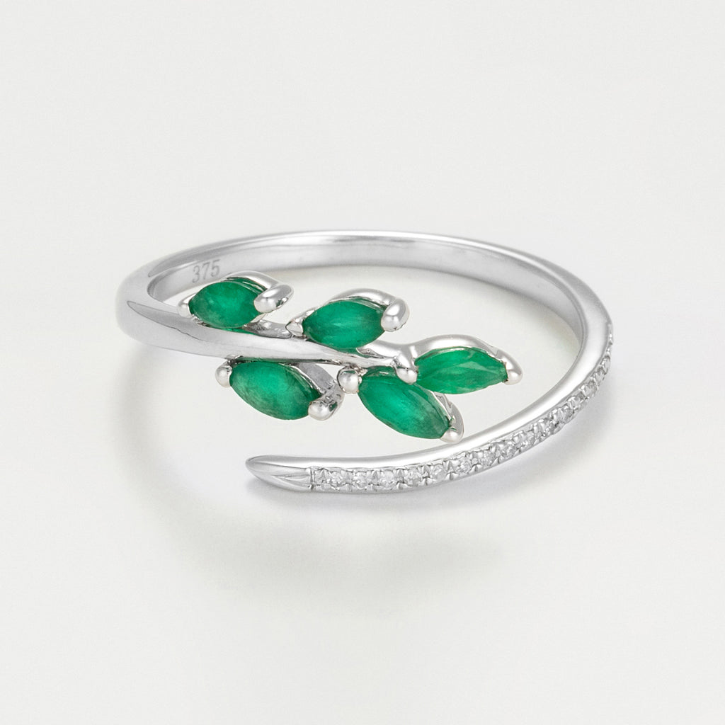 Bague "Saule" Diamant 0,05/16 Et Emeraude 0,38/5