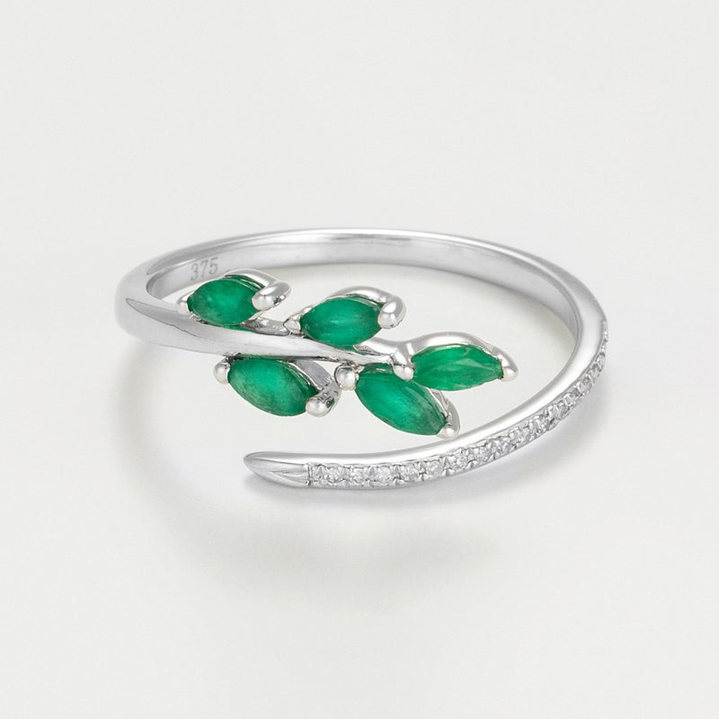 Ring "Saule" Diamond 0,05/16 And Emerald 0,38/5 - Gold Blanc 375/1000