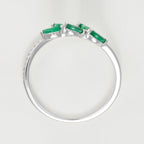 Bague "Saule" Diamant 0,05/16 Et Emeraude 0,38/5 - Or Blanc
