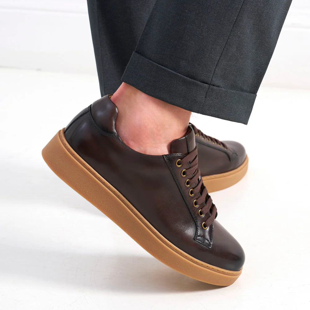 Classic Lace-Up Trainers - Dark Brown - Men