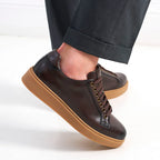 Classic Lace-Up Trainers - Dark Brown - Men