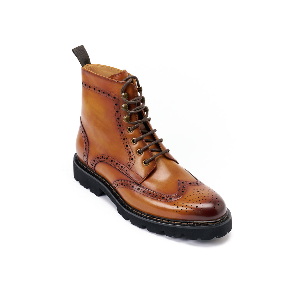 Botines Derby con puntera perforada - Marrón claro - Hombre