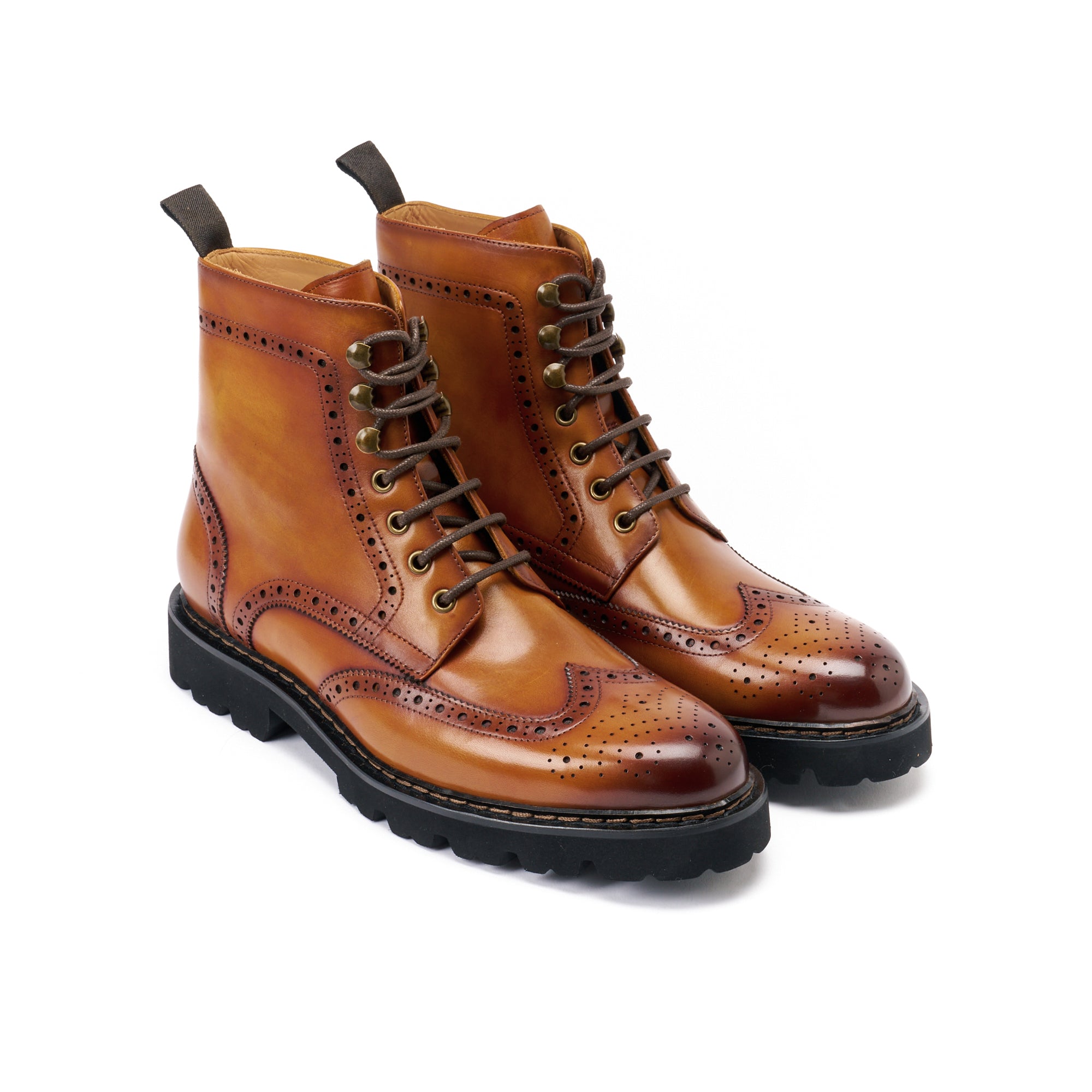 Botines Derby con puntera perforada - Marrón claro - Hombre