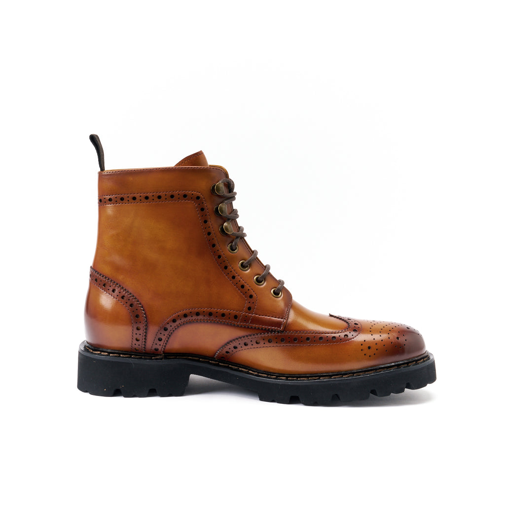 Botines Derby con puntera perforada - Marrón claro - Hombre