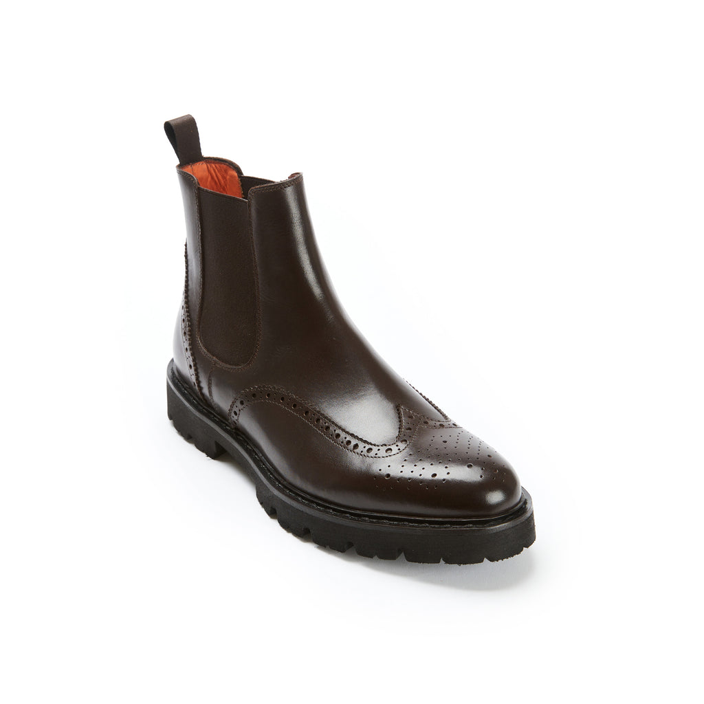 Boots Chelsea À Bout Fleuri - Marron Foncé - Homme