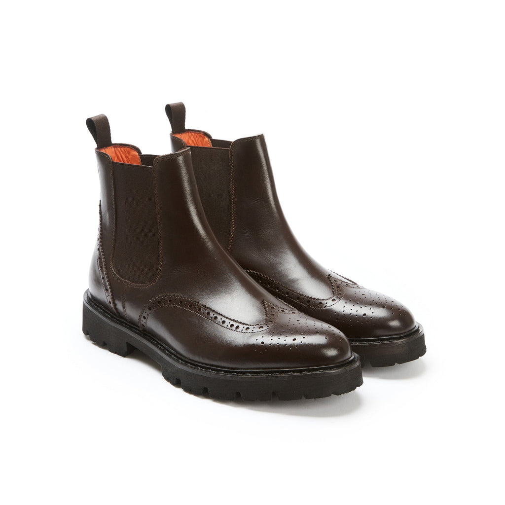 Wingtip Chelsea Boots - Dark Brown - Men