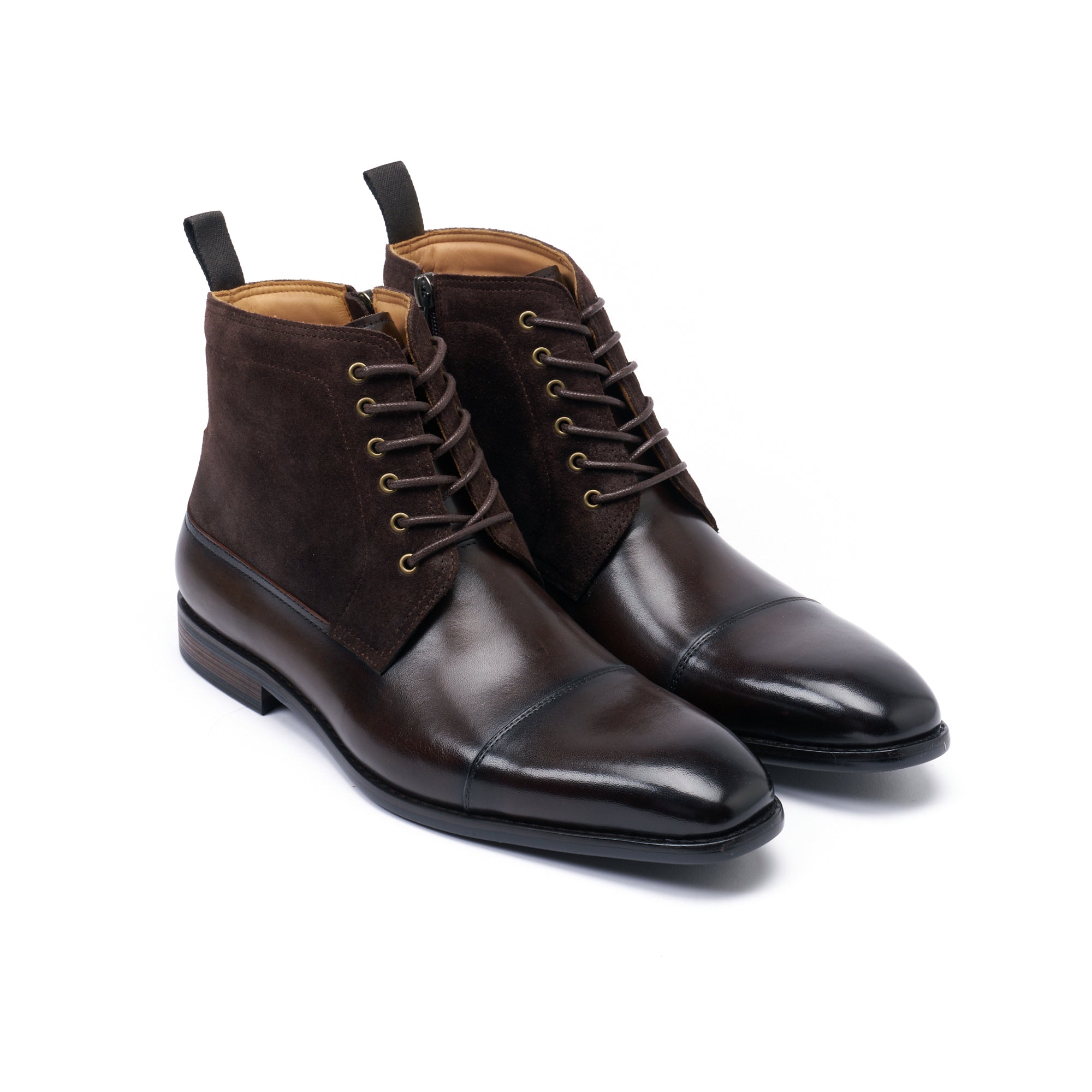 Straight-Cap Derby Ankle Boots - Dark Brown - Men