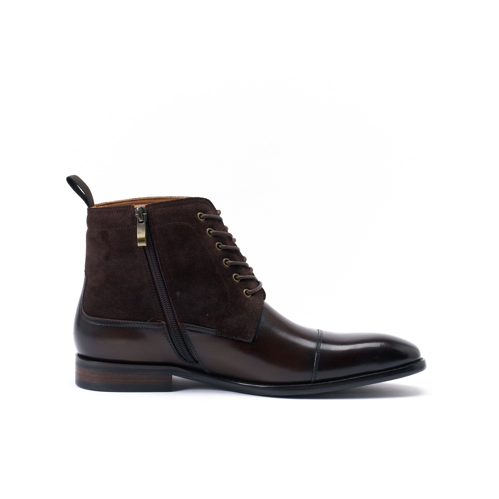 Straight-Cap Derby Ankle Boots - Dark Brown - Men