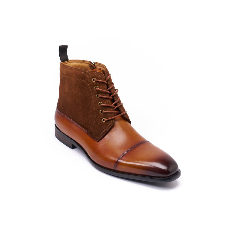 Bottines Derby Droites À Capuchon Tan - Marron - Homme