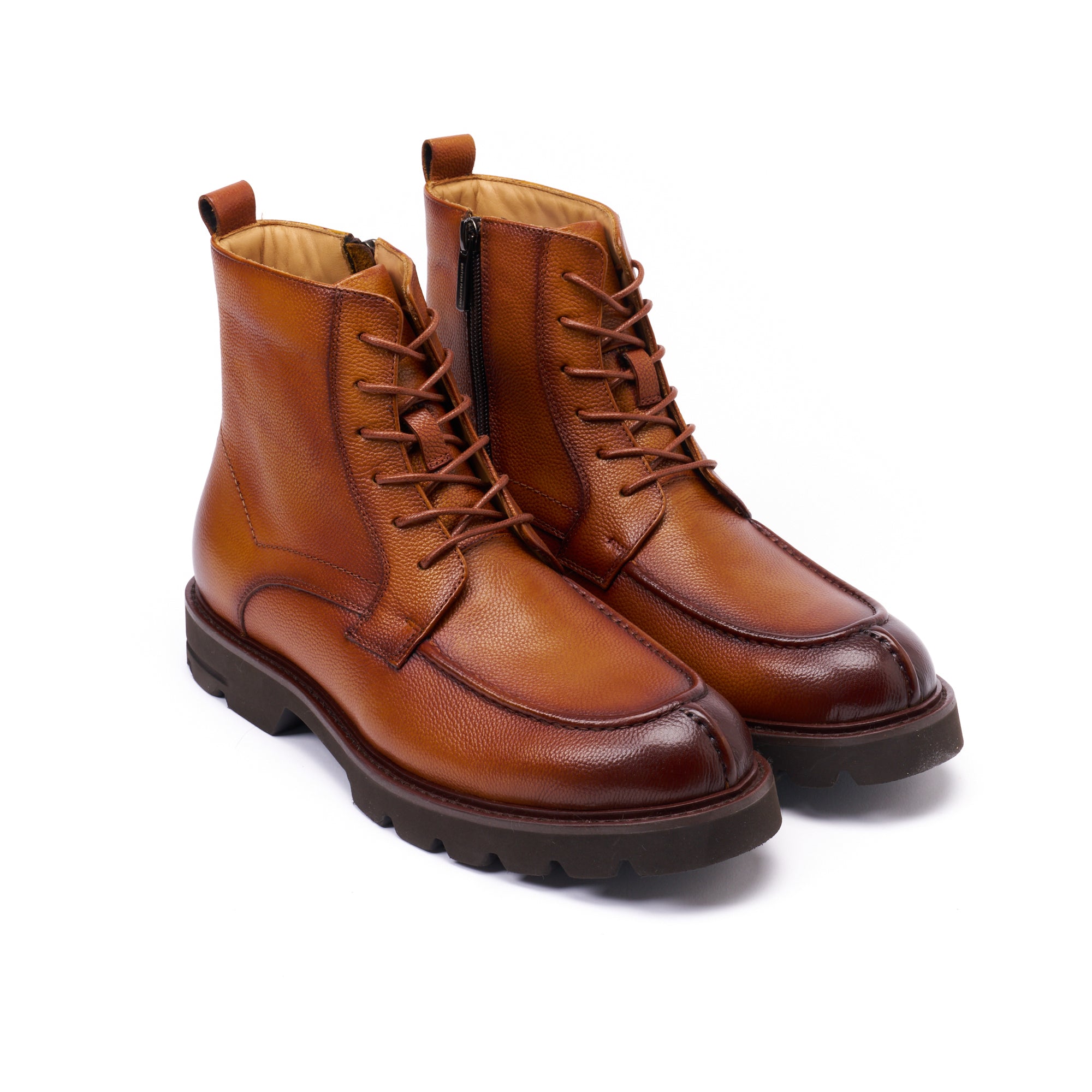 Apron Derby Ankle Boots - Light Brown - Men