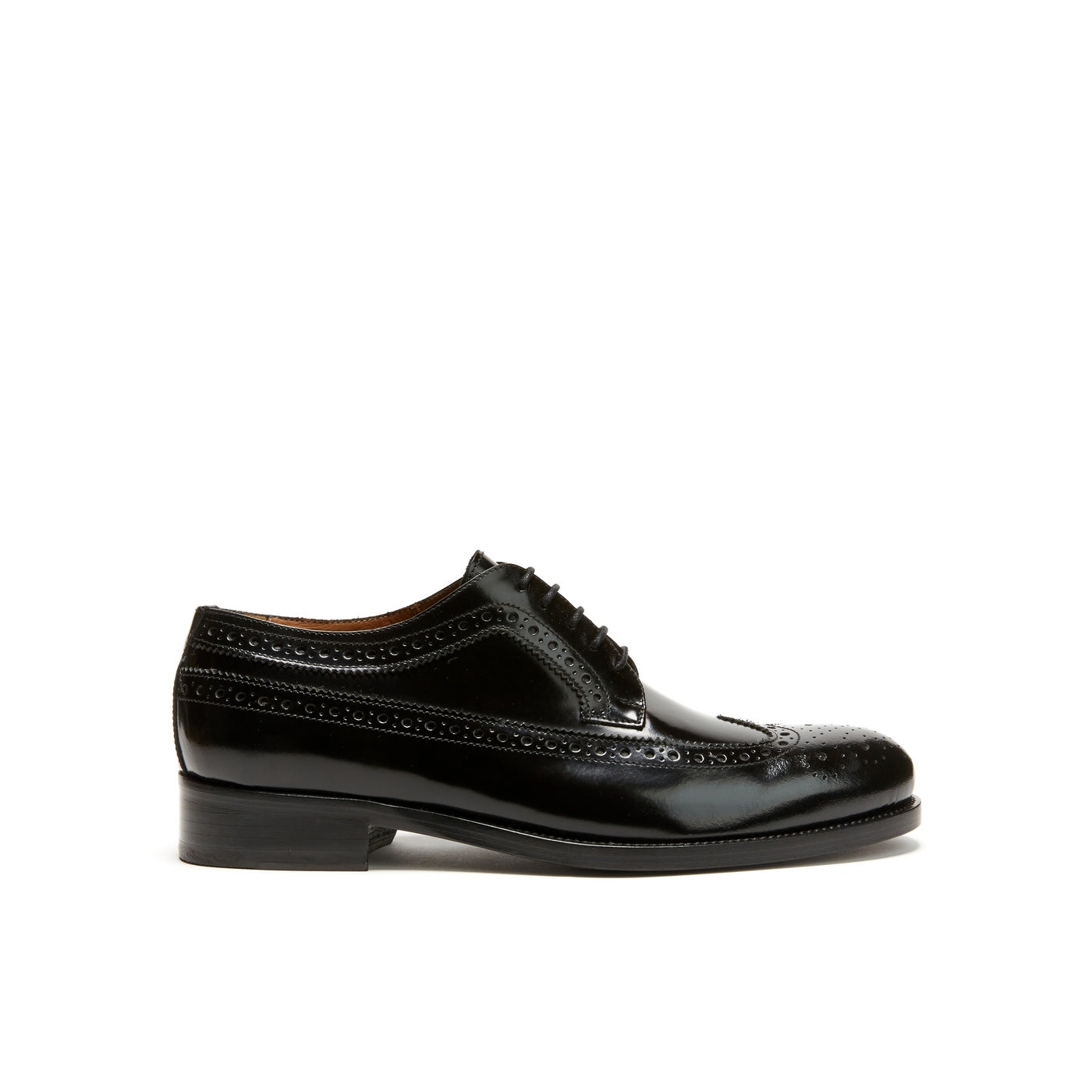 Long Brogue-Toe Derby Shoes - Black - Men