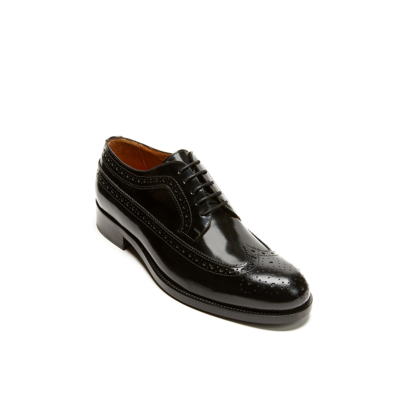 Long Brogue-Toe Derby Shoes - Black - Men