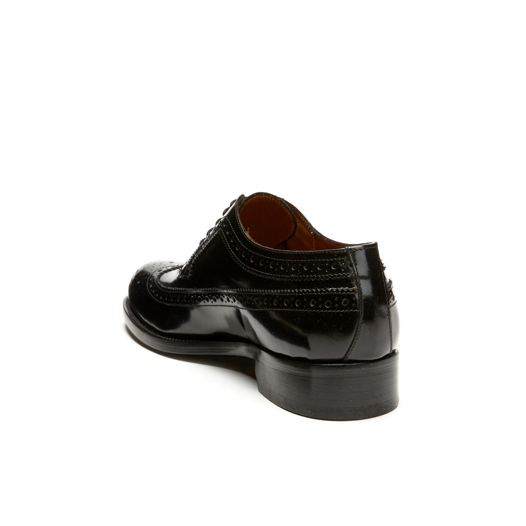 Long Brogue-Toe Derby Shoes - Black - Men