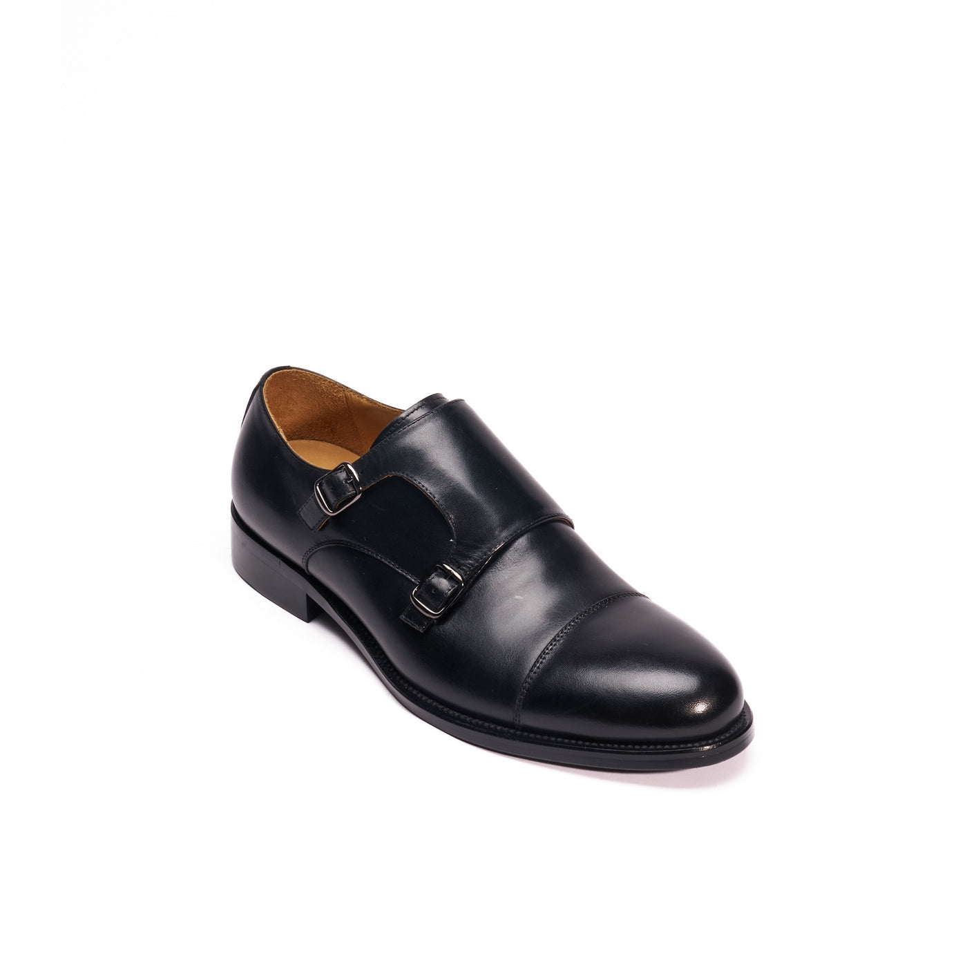 Straight-Toe Monk Strap Shoes - Black - Men