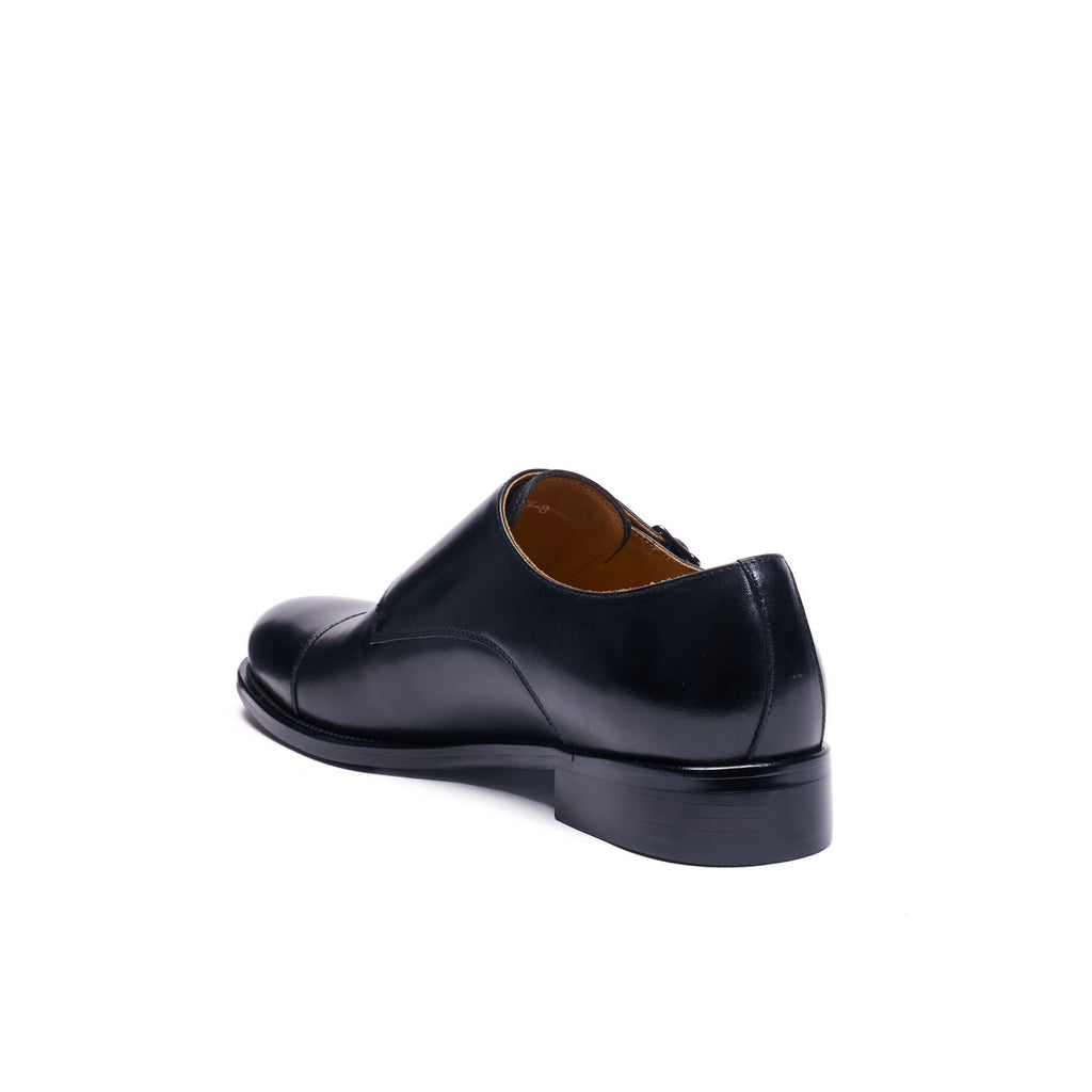 Straight-Toe Monk Strap Shoes - Black - Men