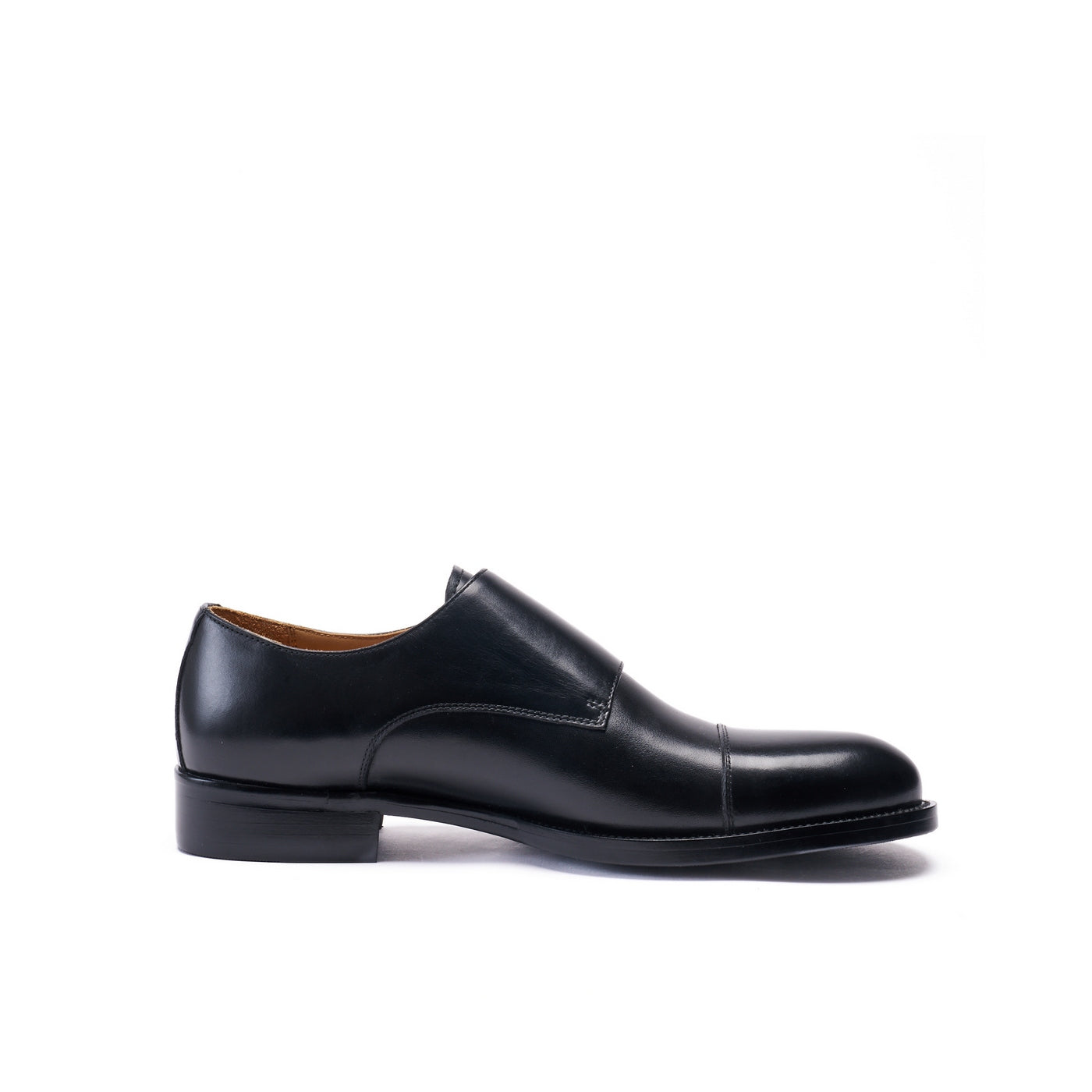 Straight-Toe Monk Strap Shoes - Black - Men