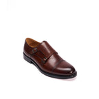 Straight-Toe Monk Strap Shoes - Dark Brown - Men