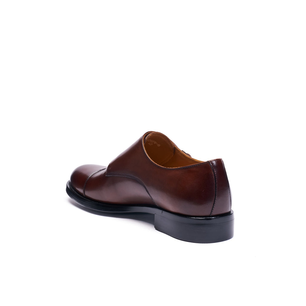 Straight-Toe Monk Strap Shoes - Dark Brown - Men