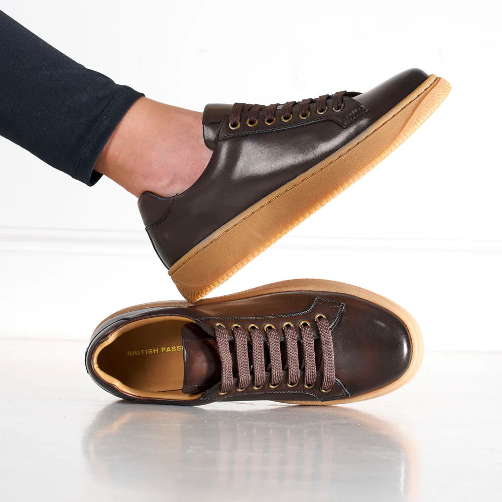Lace-Up Trainers - Dark Brown - Women