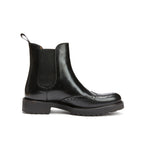 Botines Chelsea con puntera perforada - Negro - Mujer