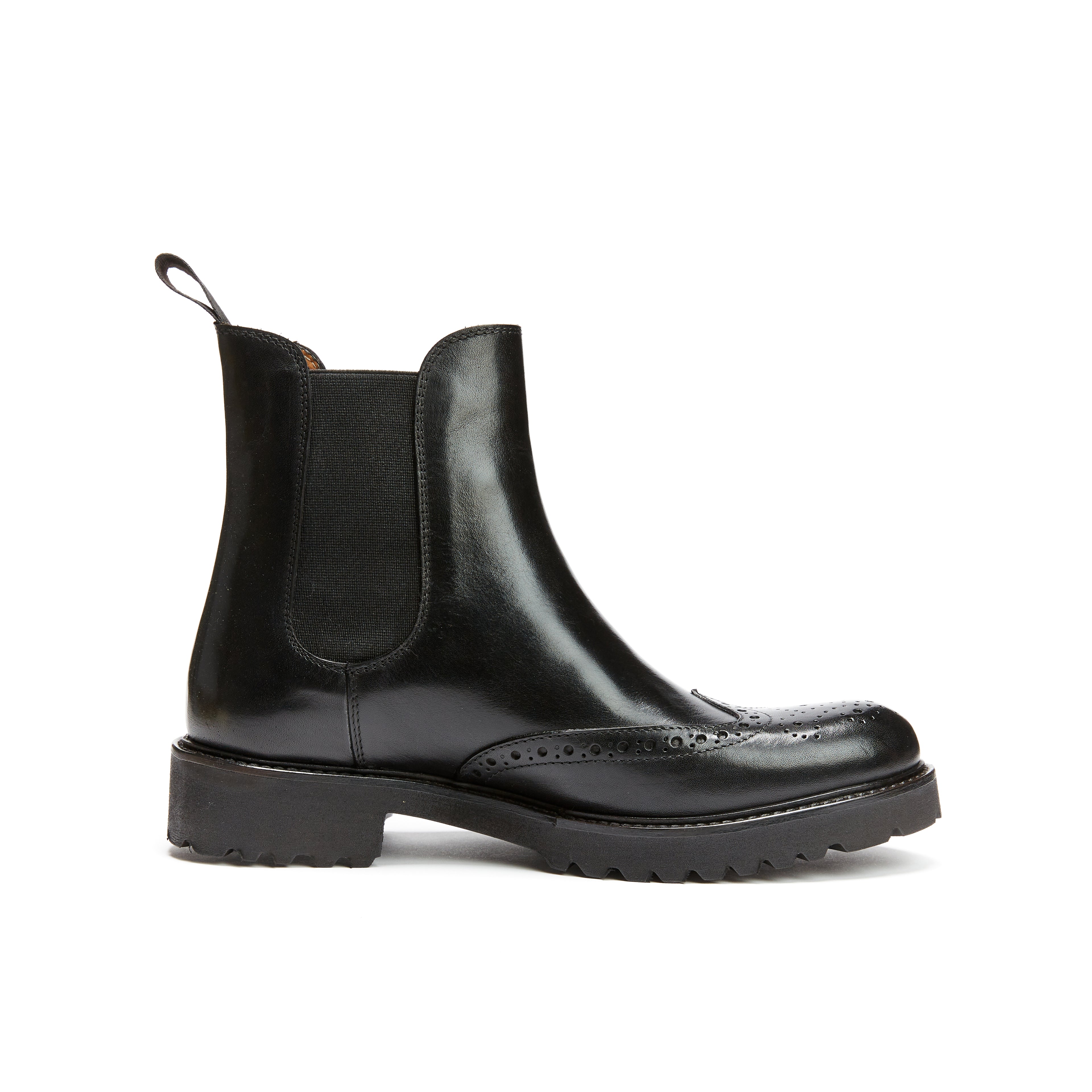 Botines Chelsea con puntera perforada - Negro - Mujer