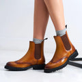 Light Brown Chelsea Ankle Boots with Golf Toe - Women