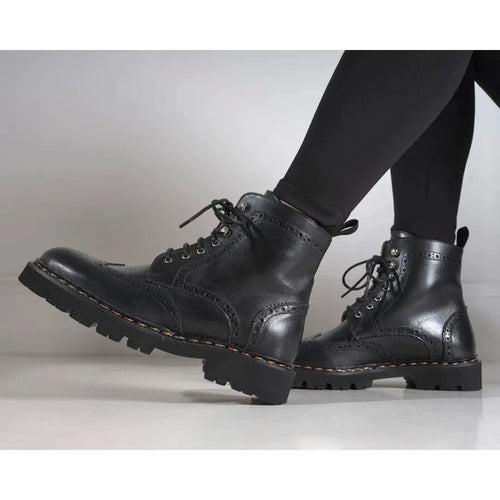 Golf Toe Derby Boots - Black - Women