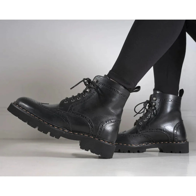 Golf Toe Derby Boots - Black - Women