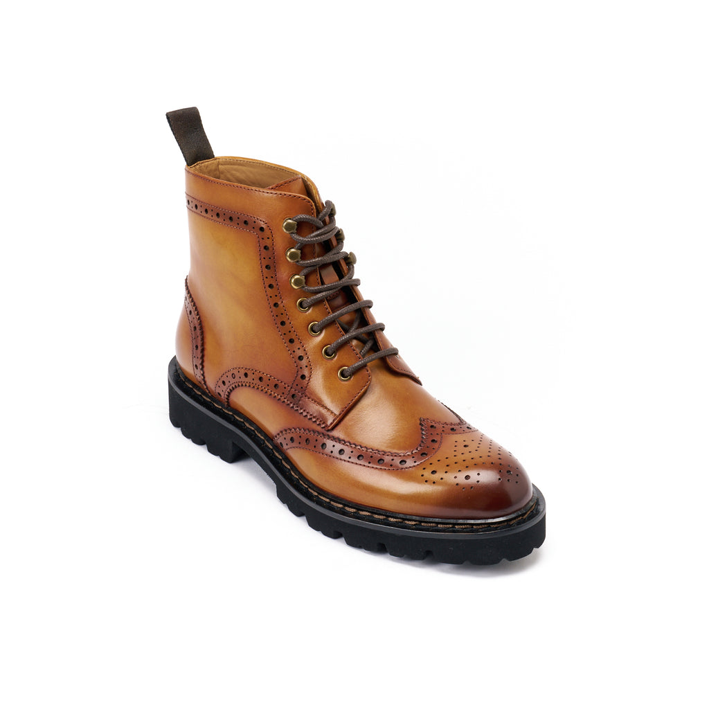 Stivaletti Derby Brogue A Coda Di Rondine - Marrone - Donna