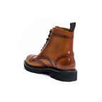 Stivaletti Derby Brogue A Coda Di Rondine - Marrone - Donna