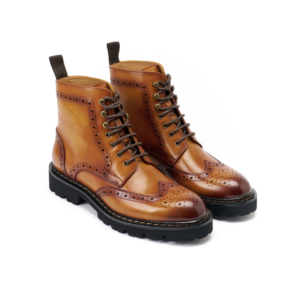 Stivaletti Derby Brogue A Coda Di Rondine - Marrone - Donna