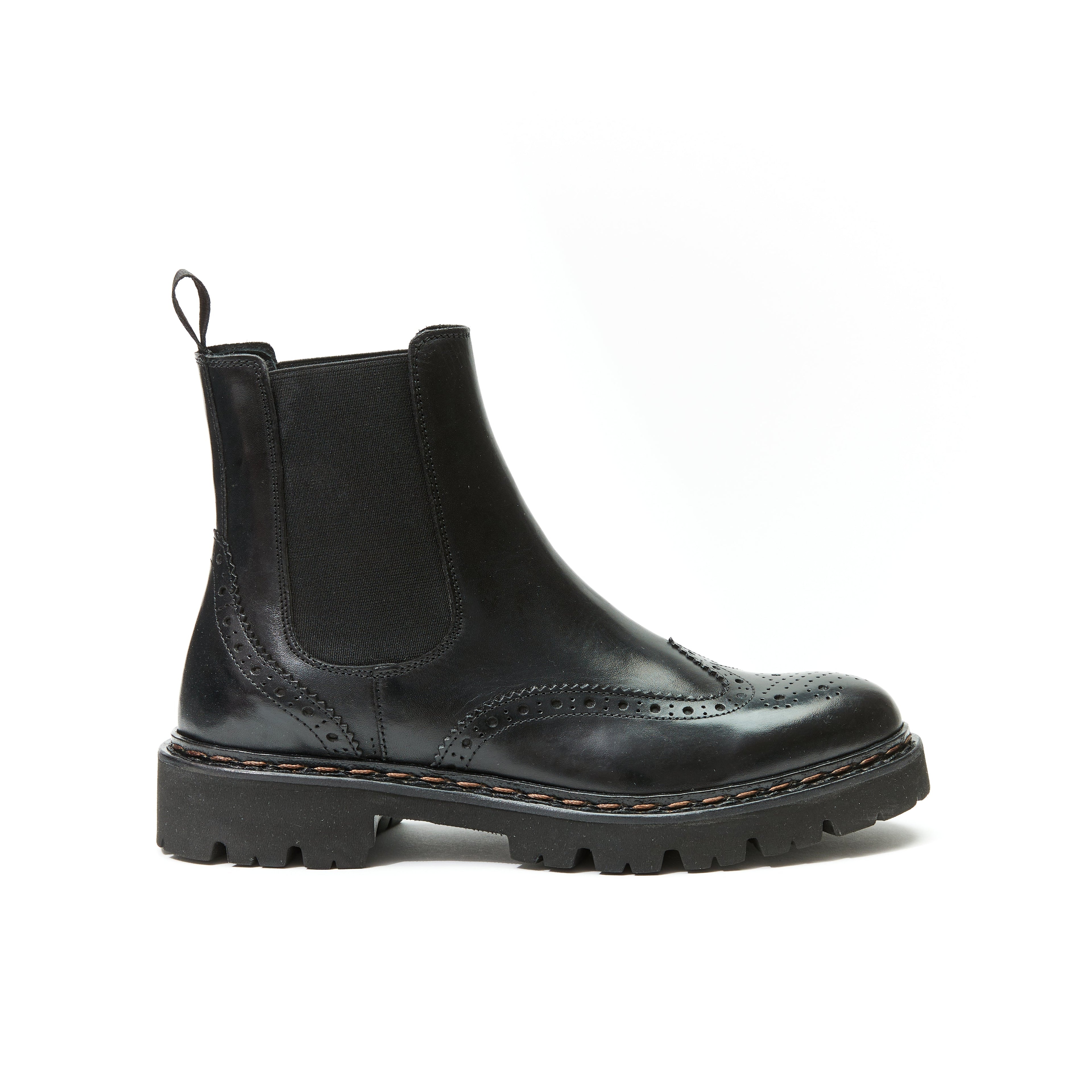 Botines Chelsea Con Puntera De Ala - Negro - Mujer