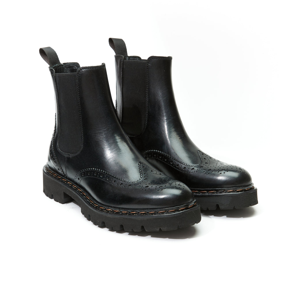Botines Chelsea Con Puntera De Ala - Negro - Mujer
