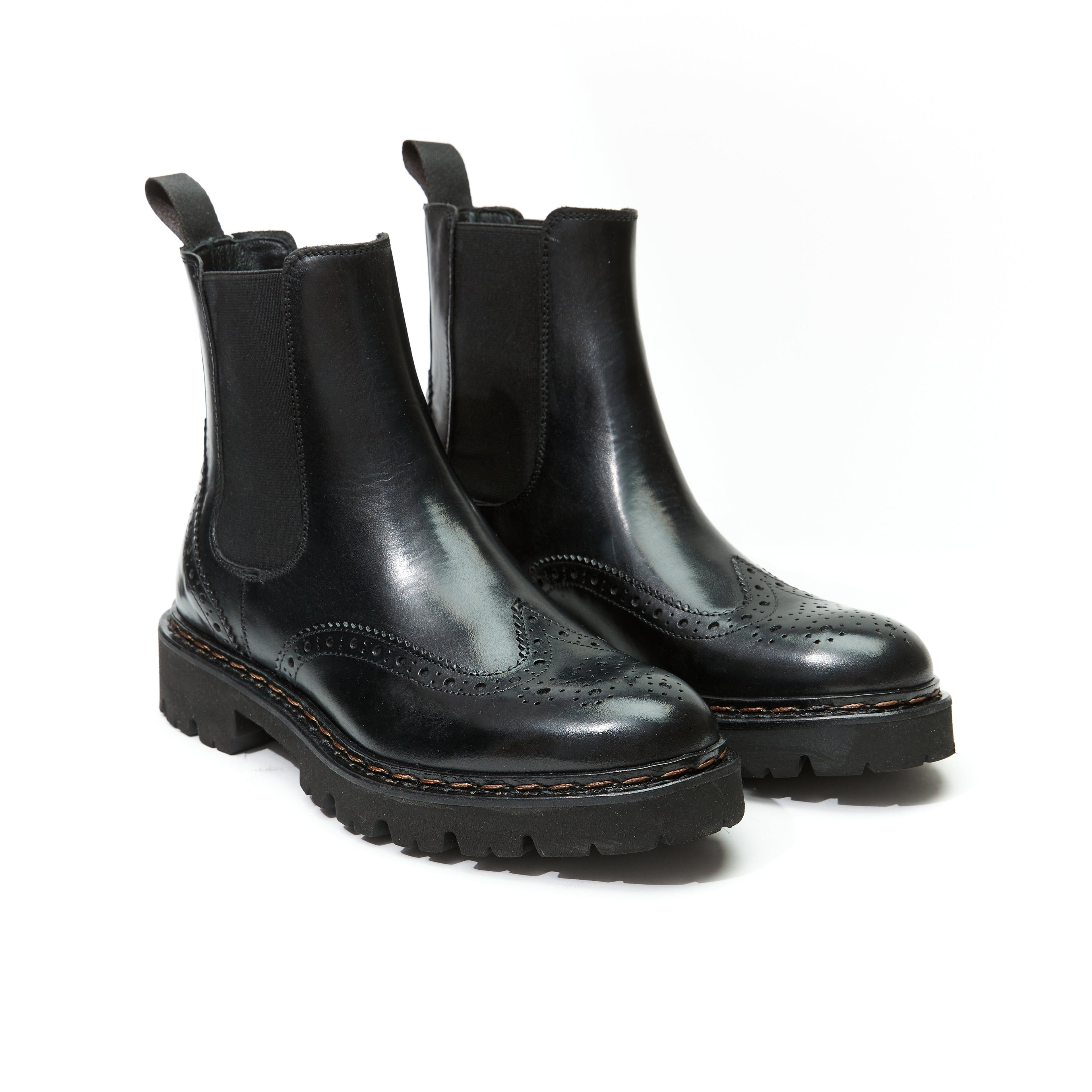 Botines Chelsea Con Puntera De Ala - Negro - Mujer