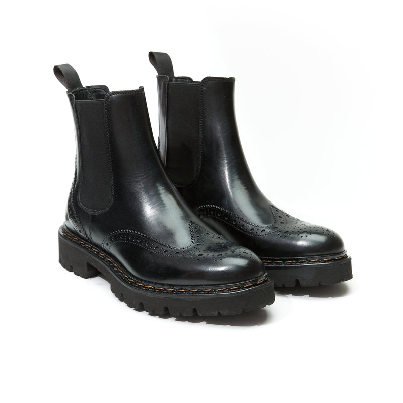 British Passport - Wingtip Chelsea Boots - Black - Women