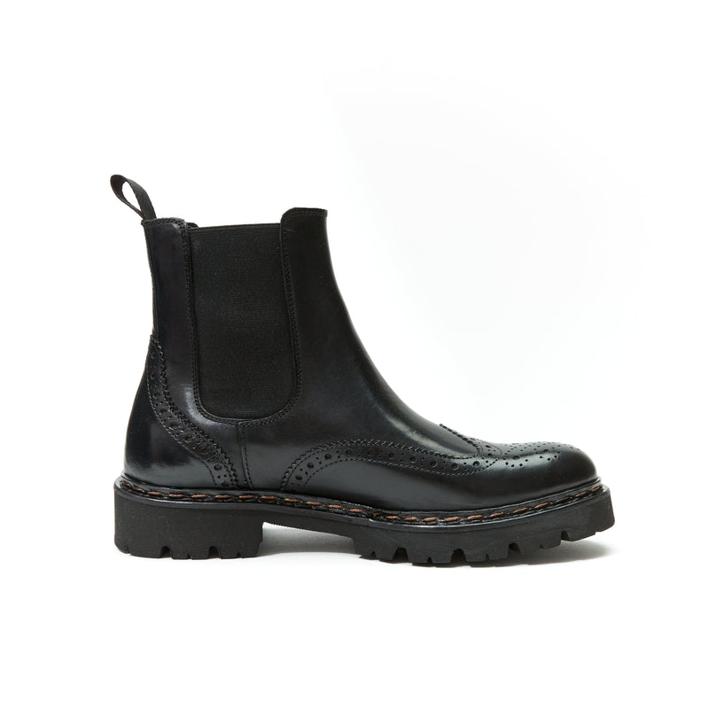 British Passport - Wingtip Chelsea Boots - Black - Women