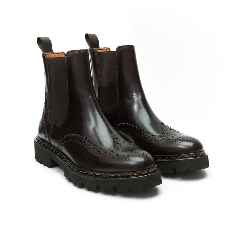 Pasaporte británico - Botas Chelsea Wingtip - Marrón oscuro - Mujer
