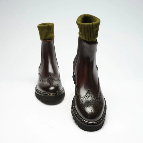 Pasaporte británico - Botas Chelsea Wingtip - Marrón oscuro - Mujer