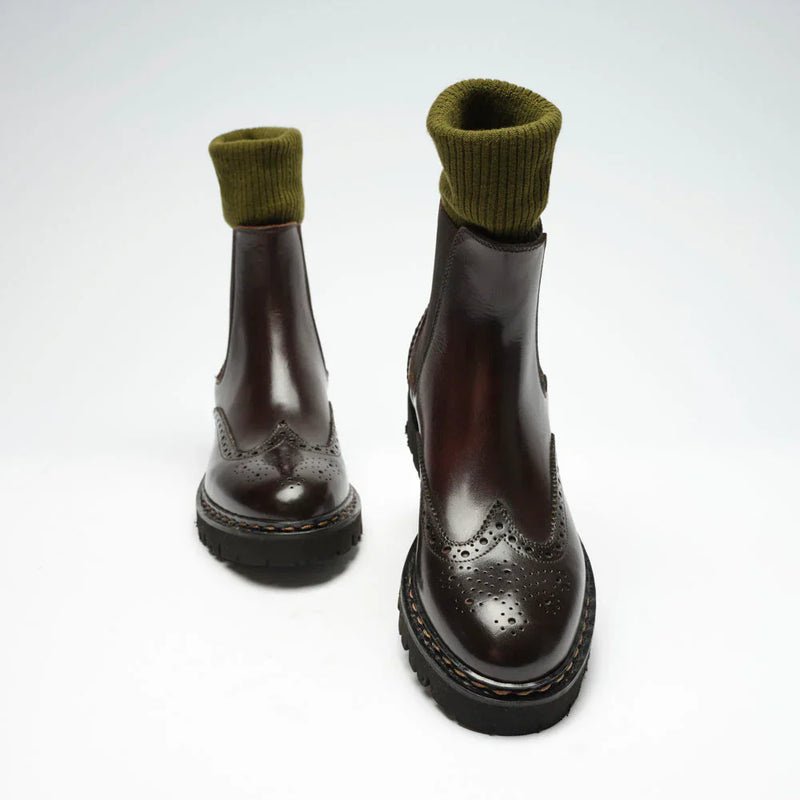 Pasaporte británico - Botas Chelsea Wingtip - Marrón oscuro - Mujer