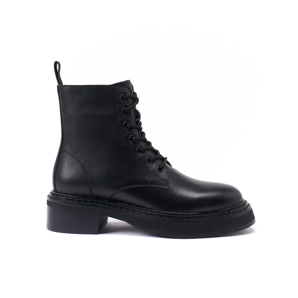 Botines Derby Con Cordones - Negro - Mujer