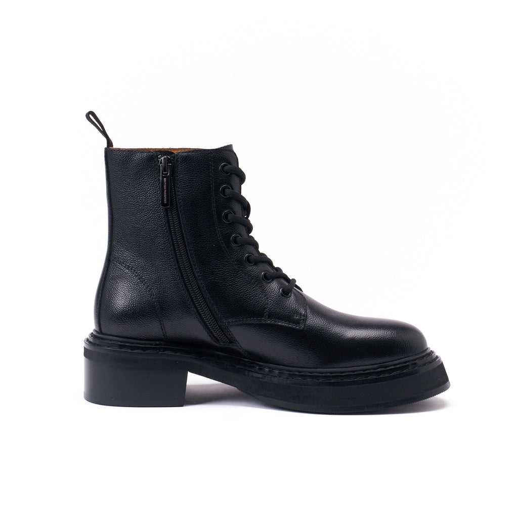 Botines Derby Con Cordones - Negro - Mujer