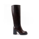 British Passport - High Heel Tubular Boots - Dark Brown - Women