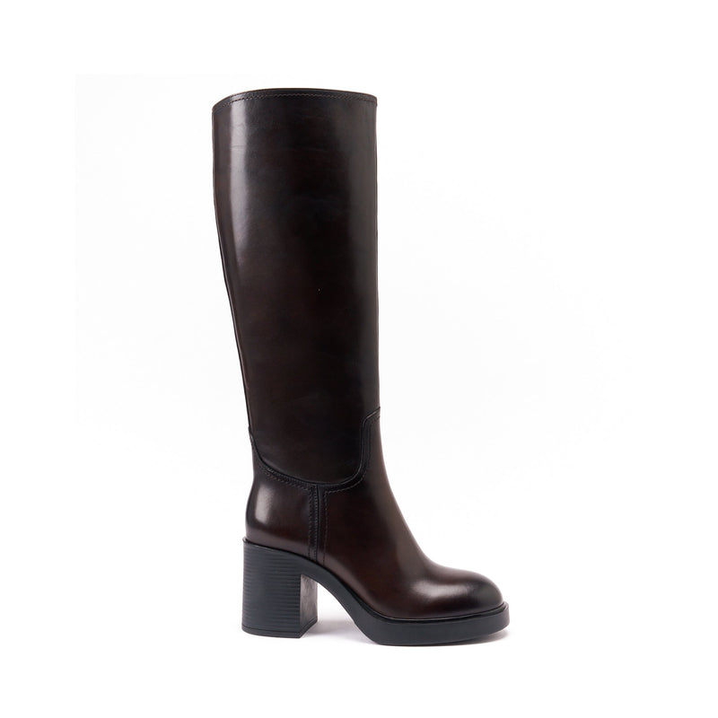 British Passport - High Heel Tubular Boots - Dark Brown - Women