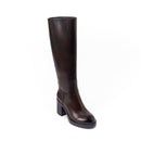 British Passport - High Heel Tubular Boots - Dark Brown - Women