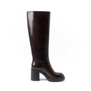 British Passport - High Heel Tubular Boots - Dark Brown - Women