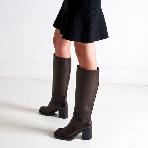 British Passport - Bottes Tubulaires À Talon Haut - Marron Foncé - Femme