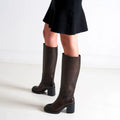 Bottes Tubulaires À Talon Haut - Marron Foncé - Femme