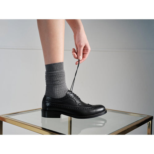 Derby Long Wing Tip Noires - Femme