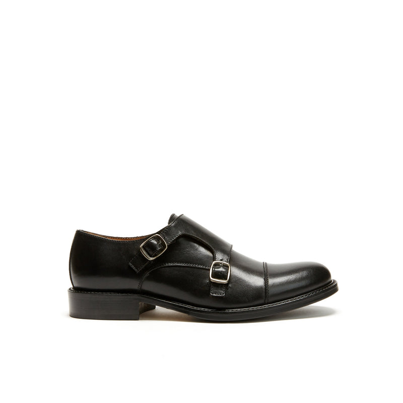 Monk Strap À Bout Droit Noir - Femme