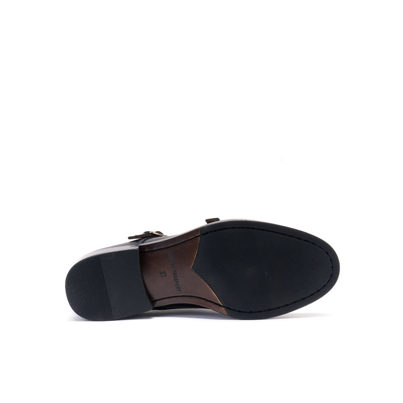 Monk Strap À Bout Droit Noir - Femme